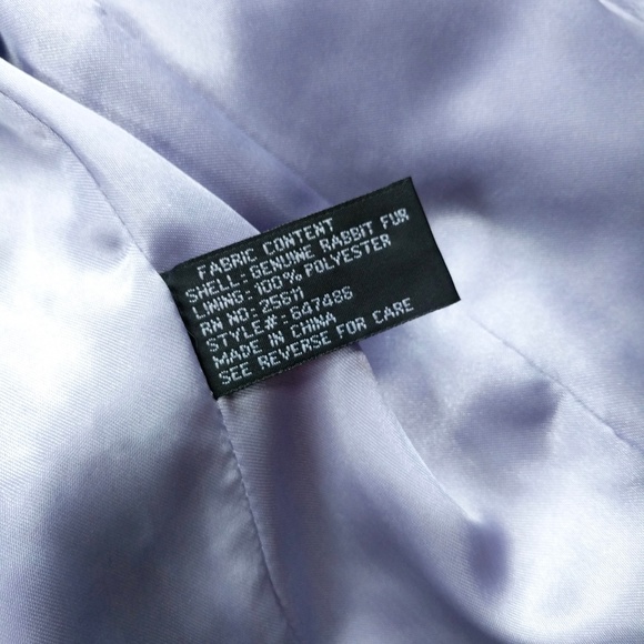 Lilac Genuine Rabbit Fur Coat with Belt Size S - Picture 8 of 8